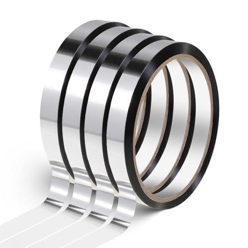 SynHHergyx 4 Rollen Metallic Klebeband,50m x 96.1mm Silbernes Craft dekorative Klebeband Selbstklebendes Metallisiertes Spiegelband für Geschenkver packungen Wand Akzentwand von SynHHergyx