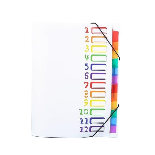 Erweitern Dateiordner A4 Fächermappe, Regenbogen-Dokumententasche, Organizer, Aktentasche, Rechnungsmappe mit Klassifizierungsindex, Büroordner Dokumentenmappe(White) von SynapSYA