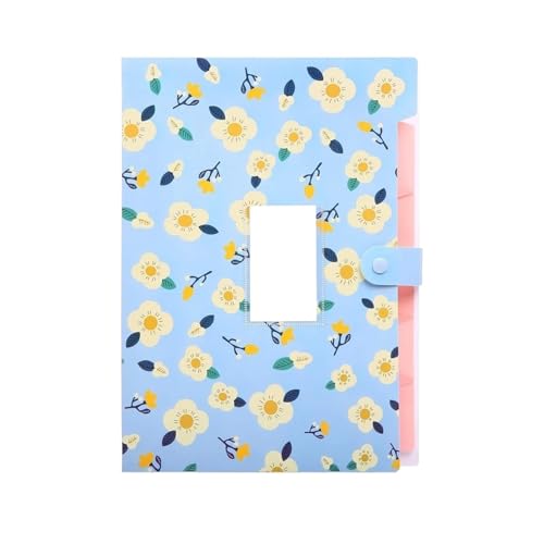 Erweitern Dateiordner Aktenhalter im A4-Format, Kunststoff-Aktenordner mit Schnappverschluss, Dokumenten-Organizer, Aktenordner, Blumen-Aktenordner, Akkordeon-Ordner Dokumentenmappe(Blue) von SynapSYA