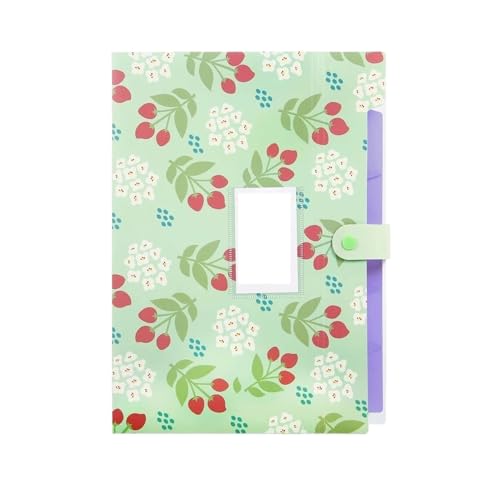 Erweitern Dateiordner Aktenhalter im A4-Format, Kunststoff-Aktenordner mit Schnappverschluss, Dokumenten-Organizer, Aktenordner, Blumen-Aktenordner, Akkordeon-Ordner Dokumentenmappe(Green) von SynapSYA