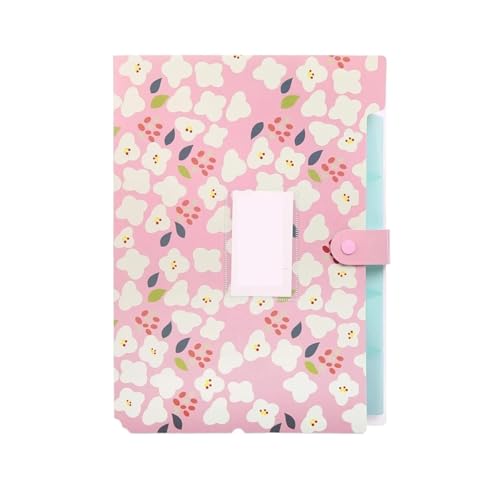 Erweitern Dateiordner Aktenhalter im A4-Format, Kunststoff-Aktenordner mit Schnappverschluss, Dokumenten-Organizer, Aktenordner, Blumen-Aktenordner, Akkordeon-Ordner Dokumentenmappe(Pink) von SynapSYA