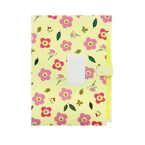 Erweitern Dateiordner Aktenhalter im A4-Format, Kunststoff-Aktenordner mit Schnappverschluss, Dokumenten-Organizer, Aktenordner, Blumen-Aktenordner, Akkordeon-Ordner Dokumentenmappe(Yellow) von SynapSYA