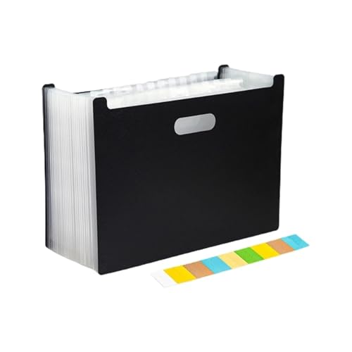Erweitern Dateiordner Erweiterbarer Akkordeon-Ordner, A4-Aktenordner, Dokumenten-Organizer, max. 2000 Blatt, tragbare Griffe for Schule, Büro, Zuhause Dokumentenmappe(Black) von SynapSYA