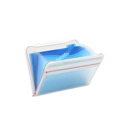 Erweitern Dateiordner Fächermappen-Organizer mit 13 Fächern und durchsichtiger Tasche auf der Vorderseite. Akkordeon-Aktenordner mit Reißverschluss. Papiere im Letter-Format Dokumentenmappe(Blue) von SynapSYA