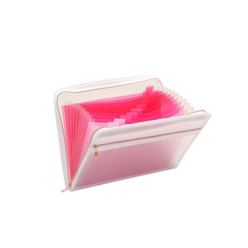 Erweitern Dateiordner Fächermappen-Organizer mit 13 Fächern und durchsichtiger Tasche auf der Vorderseite. Akkordeon-Aktenordner mit Reißverschluss. Papiere im Letter-Format Dokumentenmappe(Pink) von SynapSYA