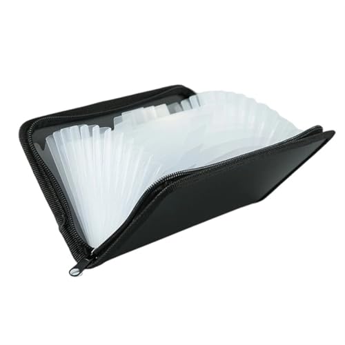 Erweitern Dateiordner Quittungs-Coupon-Organizer mit 13 Fächern, Quittungsmappe, kleiner erweiterbarer Aktenordner, kleiner Akkordeon-Ordner mit Reißverschluss Dokumentenmappe(Black transparent) von SynapSYA
