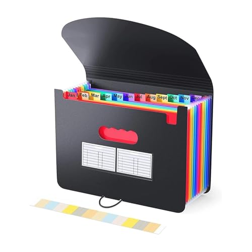 Erweitern Dateiordner Taschen Fächermappe A4 Letter-Format Tragbarer Dokumentenhalter Schwarz Aktenordner Schreibtischaufbewahrung Akkordeon-Aktenprodukt Dokumentenmappe(13 grids) von SynapSYA