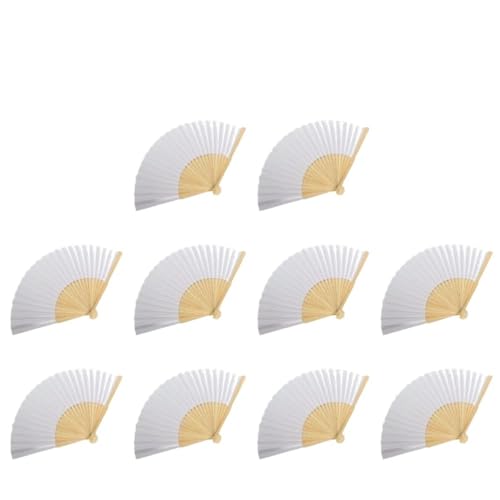 Hochzeitsfächer 1–50 Stück DIY Papier Bambus Faltfächer Erwachsene Kinder Kalligraphie Malerei Praxis Blanko Weiß Faltfächer Hochzeitsgeschenke(10pcs) von SynapSYA