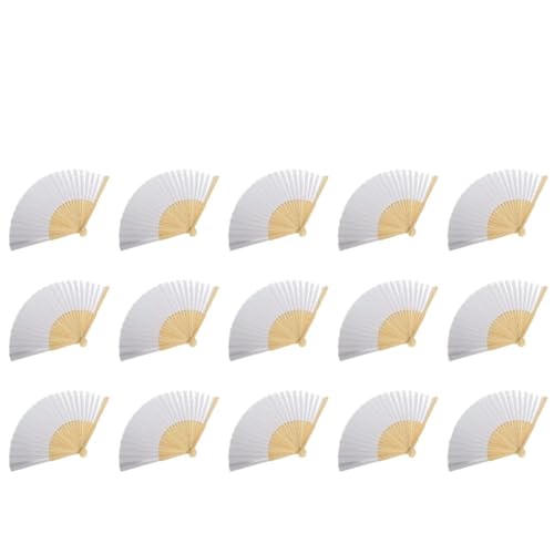 Hochzeitsfächer 1–50 Stück DIY Papier Bambus Faltfächer Erwachsene Kinder Kalligraphie Malerei Praxis Blanko Weiß Faltfächer Hochzeitsgeschenke(15pcs) von SynapSYA