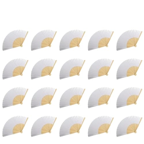 Hochzeitsfächer 1–50 Stück DIY Papier Bambus Faltfächer Erwachsene Kinder Kalligraphie Malerei Praxis Blanko Weiß Faltfächer Hochzeitsgeschenke(20pcs) von SynapSYA