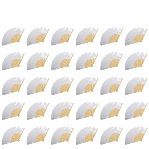 Hochzeitsfächer 1–50 Stück DIY Papier Bambus Faltfächer Erwachsene Kinder Kalligraphie Malerei Praxis Blanko Weiß Faltfächer Hochzeitsgeschenke(30pcs) von SynapSYA