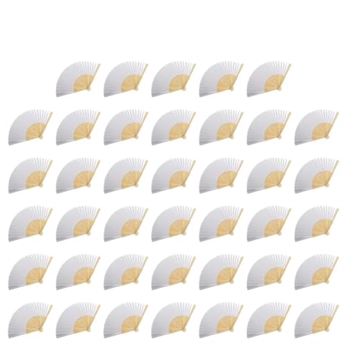 Hochzeitsfächer 1–50 Stück DIY Papier Bambus Faltfächer Erwachsene Kinder Kalligraphie Malerei Praxis Blanko Weiß Faltfächer Hochzeitsgeschenke(40pcs) von SynapSYA