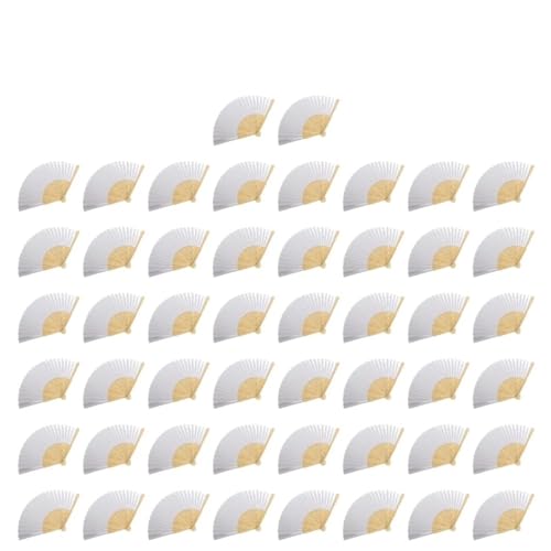 Hochzeitsfächer 1–50 Stück DIY Papier Bambus Faltfächer Erwachsene Kinder Kalligraphie Malerei Praxis Blanko Weiß Faltfächer Hochzeitsgeschenke(50pcs) von SynapSYA