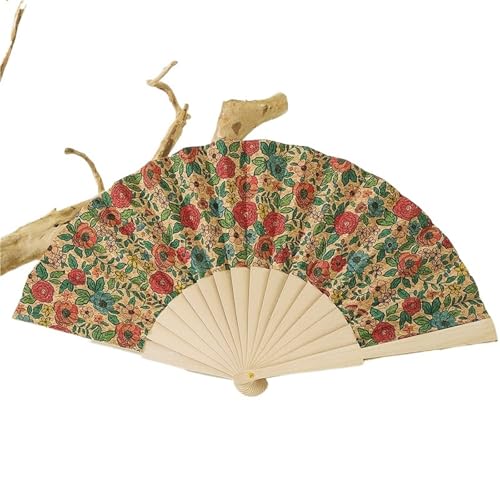 Hochzeitsfächer 1Pcs Kork Fan Retro Folding Fan Make-Up Hand Gehalten Fan Boho Holz Folding Fan Hause Dekoration(Color1) von SynapSYA