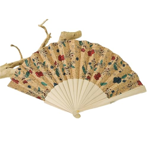 Hochzeitsfächer 1Pcs Kork Fan Retro Folding Fan Make-Up Hand Gehalten Fan Boho Holz Folding Fan Hause Dekoration(Color2) von SynapSYA