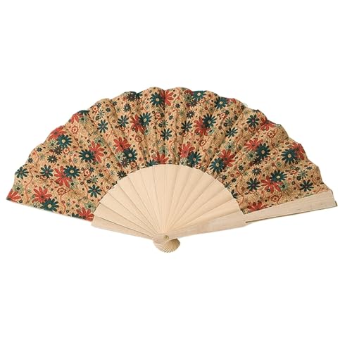 Hochzeitsfächer 1Pcs Kork Fan Retro Folding Fan Make-Up Hand Gehalten Fan Boho Holz Folding Fan Hause Dekoration(Color3) von SynapSYA