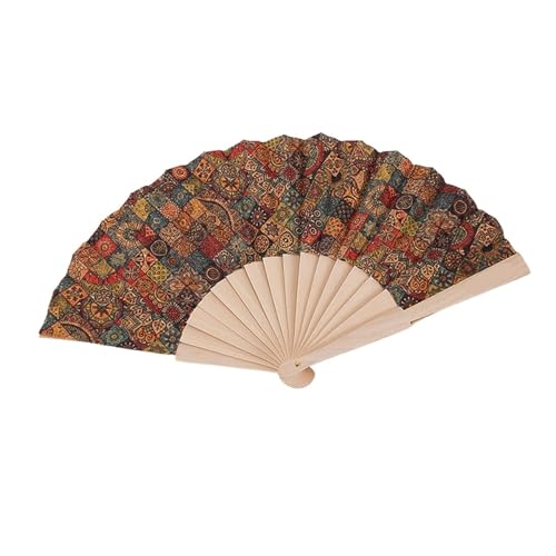 Hochzeitsfächer 1Pcs Kork Fan Retro Folding Fan Make-Up Hand Gehalten Fan Boho Holz Folding Fan Hause Dekoration(Color5) von SynapSYA