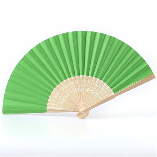 Hochzeitsfächer 7-Zoll-Handfächer, blanker weißer DIY-Papier-Bambus-Faltfächer, Übungs-Kalligraphie-Malfächer for Hochzeits-Party-Dekor(Green) von SynapSYA