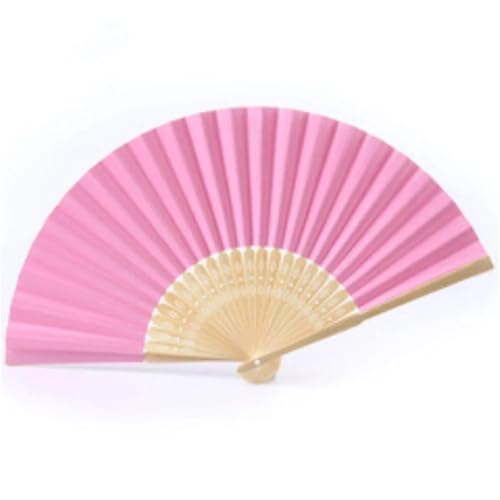 Hochzeitsfächer 7-Zoll-Handfächer, blanker weißer DIY-Papier-Bambus-Faltfächer, Übungs-Kalligraphie-Malfächer for Hochzeits-Party-Dekor(Pink) von SynapSYA