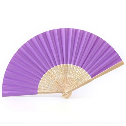 Hochzeitsfächer 7-Zoll-Handfächer, blanker weißer DIY-Papier-Bambus-Faltfächer, Übungs-Kalligraphie-Malfächer for Hochzeits-Party-Dekor(Purple) von SynapSYA