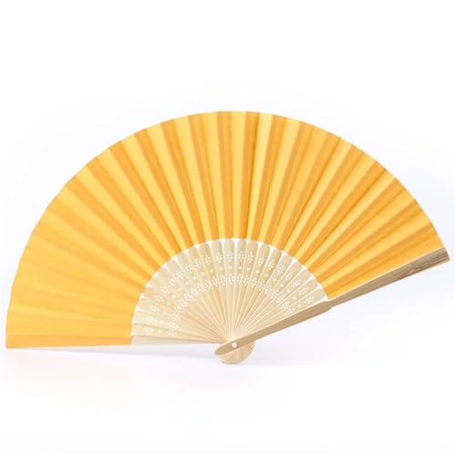 Hochzeitsfächer 7-Zoll-Handfächer, blanker weißer DIY-Papier-Bambus-Faltfächer, Übungs-Kalligraphie-Malfächer for Hochzeits-Party-Dekor(Yellow) von SynapSYA