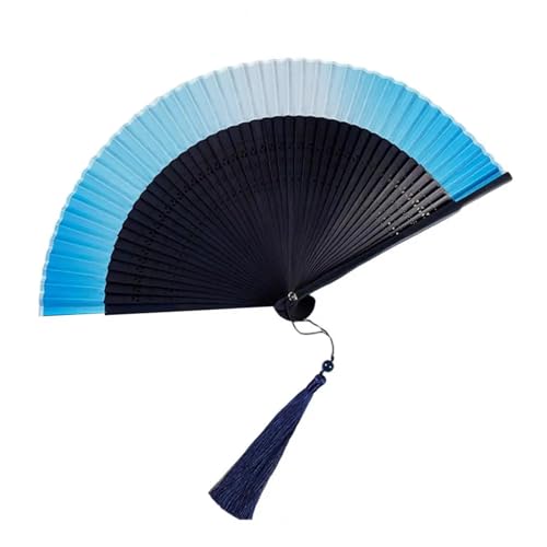 Hochzeitsfächer Antiker Fächer, ausgehöhlt mit Quasten, Vintage-Bambus-Faltfächer, Dekor for Damen, Handfächer for den täglichen Gebrauch(Blue) von SynapSYA