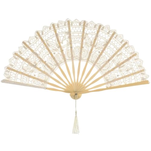 Hochzeitsfächer Handventilator Bambus Knochen Fans Frauen Antiken Stil Braut Weiß Dekorieren Schwarz Hochzeit Frau(Color 2) von SynapSYA