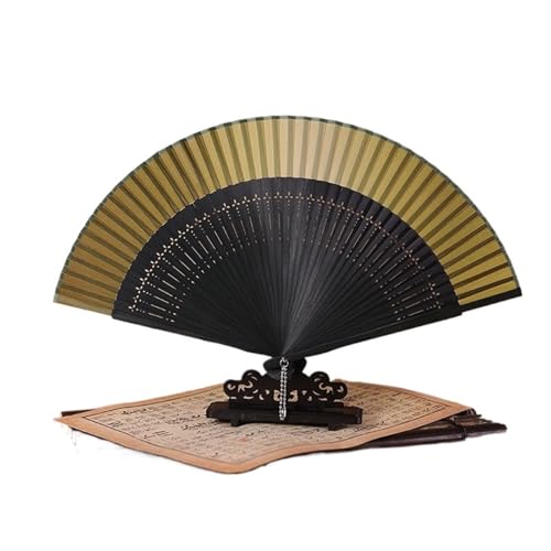 Hochzeitsfächer Holz Bambus Faltfächer Retro Seide Handfächer Hochzeit Party Permance Dance Fans Kunsthandwerk Heimdekoration(Color 1) von SynapSYA