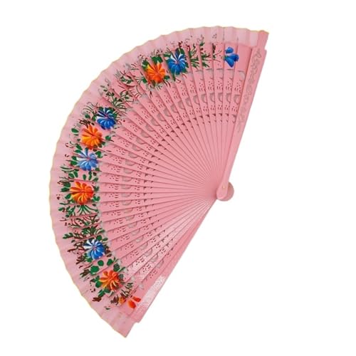 Hochzeitsfächer Holzfächer for Tanzen, buntes Blumenmuster, Faltfächer, Tanz-Handfächer, Party- und Hochzeitsbedarf, Bastelgeschenke(02) von SynapSYA