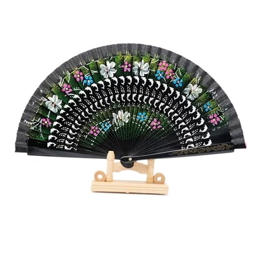 Hochzeitsfächer Holzfächer for Tanzen, buntes Blumenmuster, Faltfächer, Tanz-Handfächer, Party- und Hochzeitsbedarf, Bastelgeschenke(05) von SynapSYA