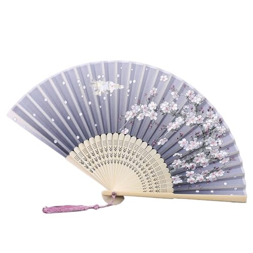 Hochzeitsfächer Klassischer Tanz-Faltfächer mit Quaste, eleganter Damenfächer, Holzschaft(Color 10) von SynapSYA