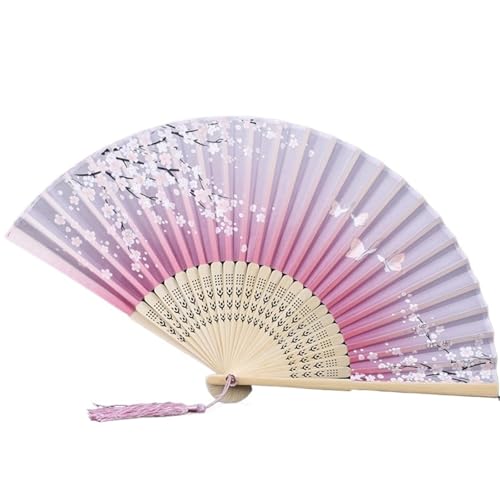 Hochzeitsfächer Klassischer Tanz-Faltfächer mit Quaste, eleganter Damenfächer, Holzschaft(Color 16) von SynapSYA