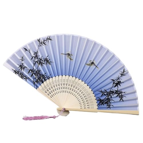 Hochzeitsfächer Klassischer Tanz-Faltfächer mit Quaste, eleganter Damenfächer, Holzschaft(Color 18) von SynapSYA