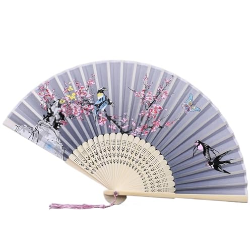 Hochzeitsfächer Klassischer Tanz-Faltfächer mit Quaste, eleganter Damenfächer, Holzschaft(Color 2) von SynapSYA