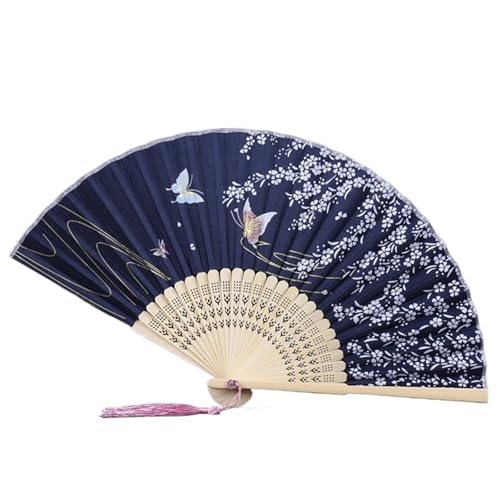 Hochzeitsfächer Klassischer Tanz-Faltfächer mit Quaste, eleganter Damenfächer, Holzschaft(Color 23) von SynapSYA