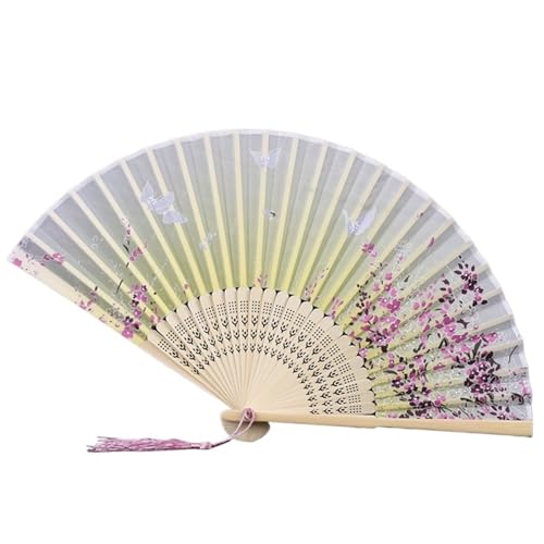 Hochzeitsfächer Klassischer Tanz-Faltfächer mit Quaste, eleganter Damenfächer, Holzschaft(Color 25) von SynapSYA