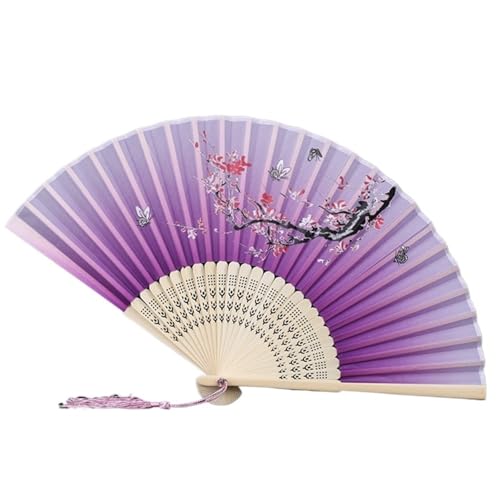 Hochzeitsfächer Klassischer Tanz-Faltfächer mit Quaste, eleganter Damenfächer, Holzschaft(Color 4) von SynapSYA