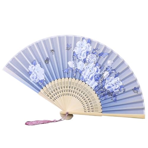 Hochzeitsfächer Klassischer Tanz-Faltfächer mit Quaste, eleganter Damenfächer, Holzschaft(Color 5) von SynapSYA