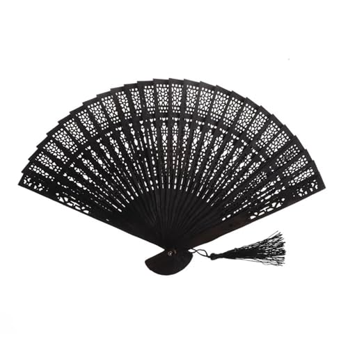 Hochzeitsfächer Mode Hochzeit Hand Duftenden Party Geschnitzten Bambus Faltfächer Holzfächer(Black) von SynapSYA
