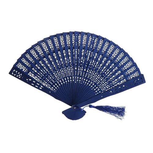 Hochzeitsfächer Mode Hochzeit Hand Duftenden Party Geschnitzten Bambus Faltfächer Holzfächer(Blue) von SynapSYA