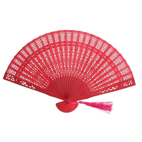 Hochzeitsfächer Mode Hochzeit Hand Duftenden Party Geschnitzten Bambus Faltfächer Holzfächer(Red) von SynapSYA