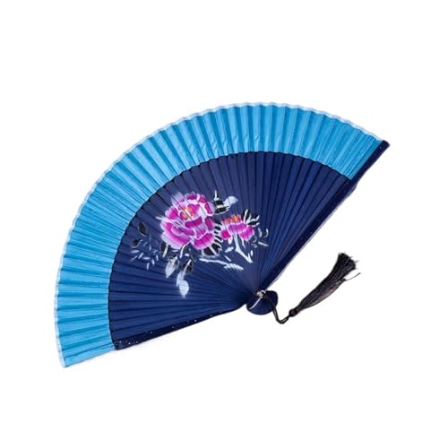 Hochzeitsfächer Seiden-Faltfächer mit Holzschaft, klassischer Tanzfächer, Quaste, eleganter weiblicher Fächer, Heimdekoration(Color 8) von SynapSYA