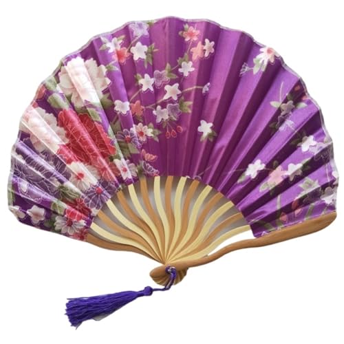 Hochzeitsfächer Seidenfächer, Bambus-Faltfächer, Vintage, wellenförmiger Kieltanz, Handfächer, Basteln, Heimdekoration, Ornamente(Color 12) von SynapSYA