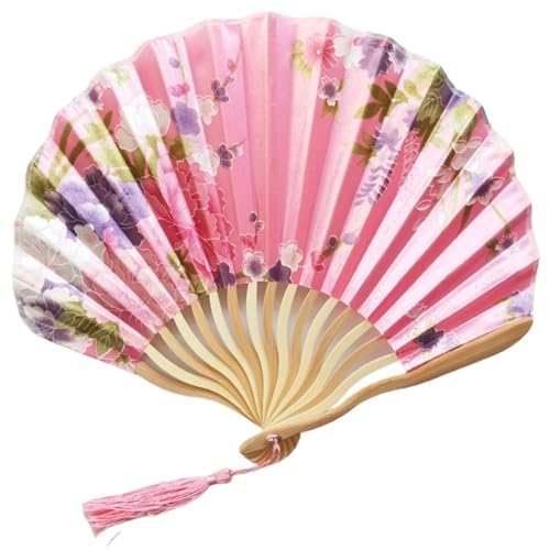 Hochzeitsfächer Seidenfächer, Bambus-Faltfächer, Vintage, wellenförmiger Kieltanz, Handfächer, Basteln, Heimdekoration, Ornamente(Color 5) von SynapSYA