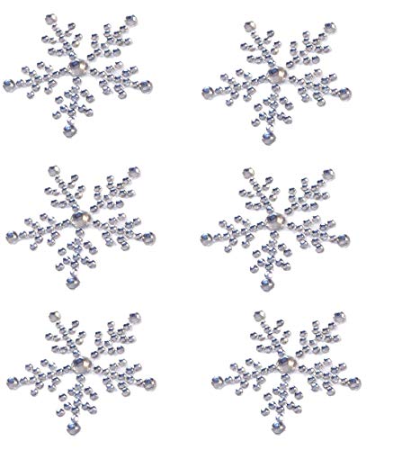 12 x Schneeflocken-Aufkleber, Verzierungen, glitzernde Harz-Strasssteine, selbstklebende Aufkleber zum Basteln, Weihnachtskarten von Syntego