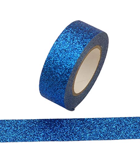 2 Rollen Glitzer-Washi-Klebeband, dekoratives Basteln, selbstklebend, glitzernd, 15 mm x 5 m (blau) von Syntego