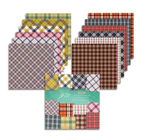 24 Blatt, 12 Designs, Gitter-Tartan-Papier, dekoratives, säurefreies Scrapbook-Papier, 160 g/m², einseitig, 30 cm x 30 cm, 12 Zoll x 12 Zoll 24 Blatt, 12 Designs, Gitter-Tartan-Papier, dekoratives, säurefreies Scrapbook-Papier, 160 g/m², einseitig, 30 cm x 30 cm, 12 Zoll x 12 Zoll von Syntego