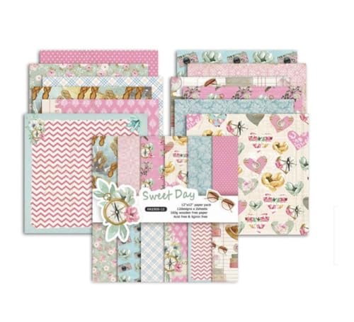 24 Blatt, 12 Designs „Weet Day“-Papierdesign, dekoratives, säurefreies Scrapbook-Papier, 160 g/m², einseitig, 30 cm x 30 cm (12 Zoll x 12 Zoll) von Syntego