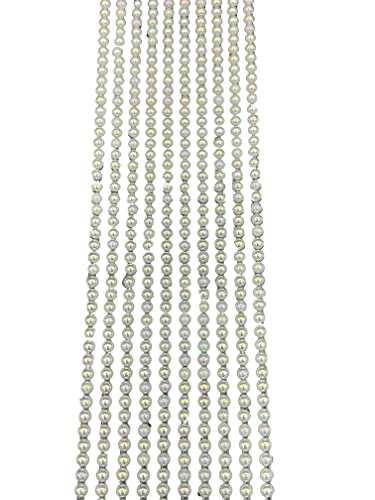 500 x selbstklebende Perlen, 3 mm, Mini-Perlen, flache Rückseite, runde Perlen, Streifen, Verzierungen (AB-Elfenbein) von Syntego