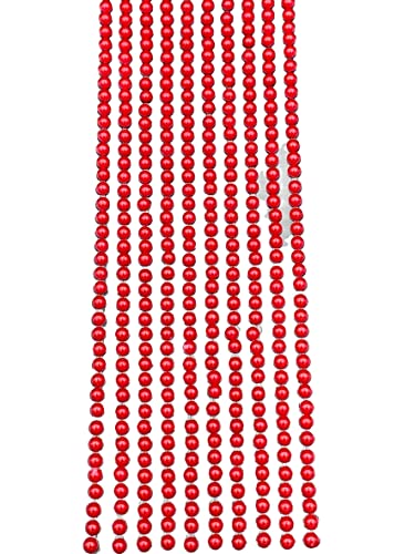 500 x selbstklebende Perlen, 3 mm, Mini-Perlen, flache Rückseite, runde Perlen, Streifen, Verzierungen (Weihnachtsrot) von Syntego